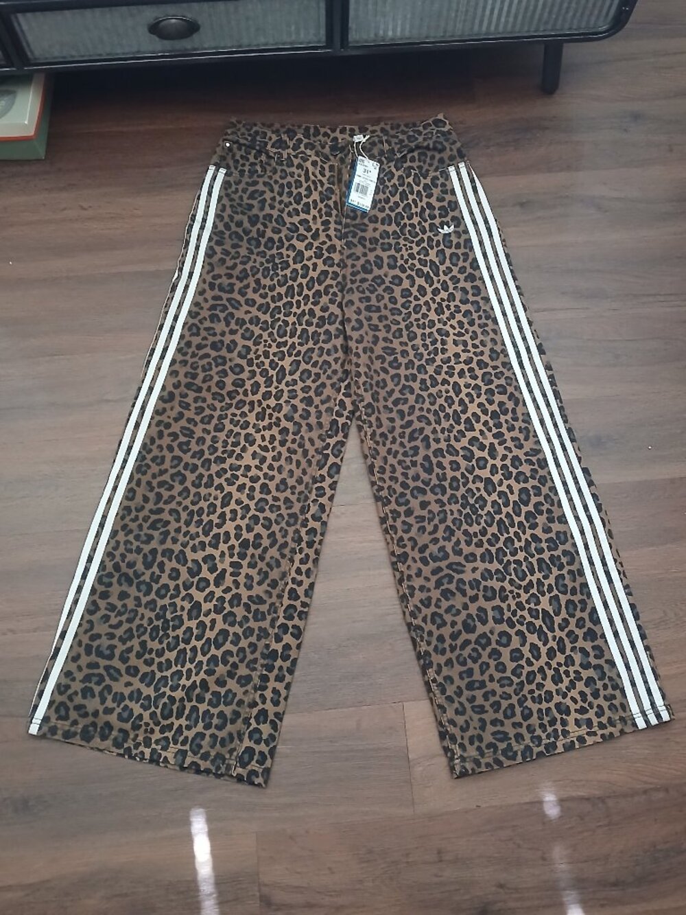 Adidas Originals Leopard Print Wide Leg Pants NWT RARE DESIGNER DENIM ANIMAL 31